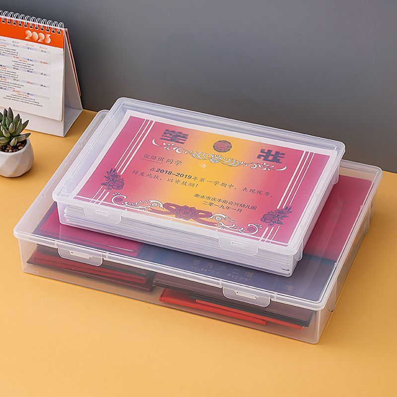 拼豆收納盒大號證書文件收納箱透明放重要資料盒分類家用證件收納