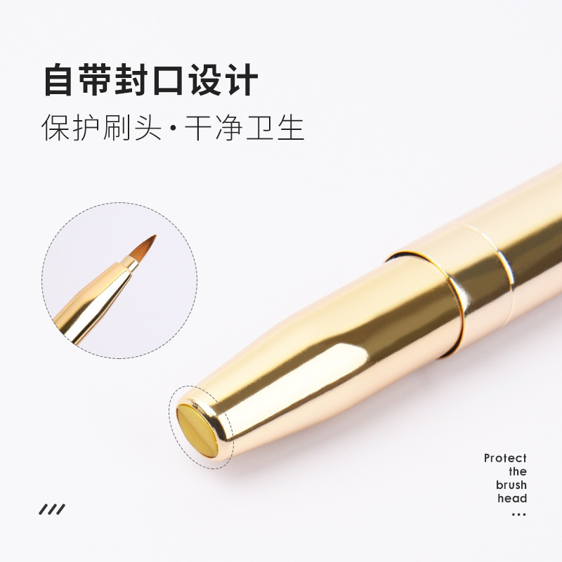伸縮脣刷雙頭口紅刷便攜式美妝筆美容師化妝師專用金屬化妝工具筆 3