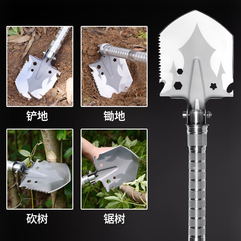 戶外多功能兵工鏟便攜摺疊式工兵剷車載露營挖土鐵鍬裝備 3