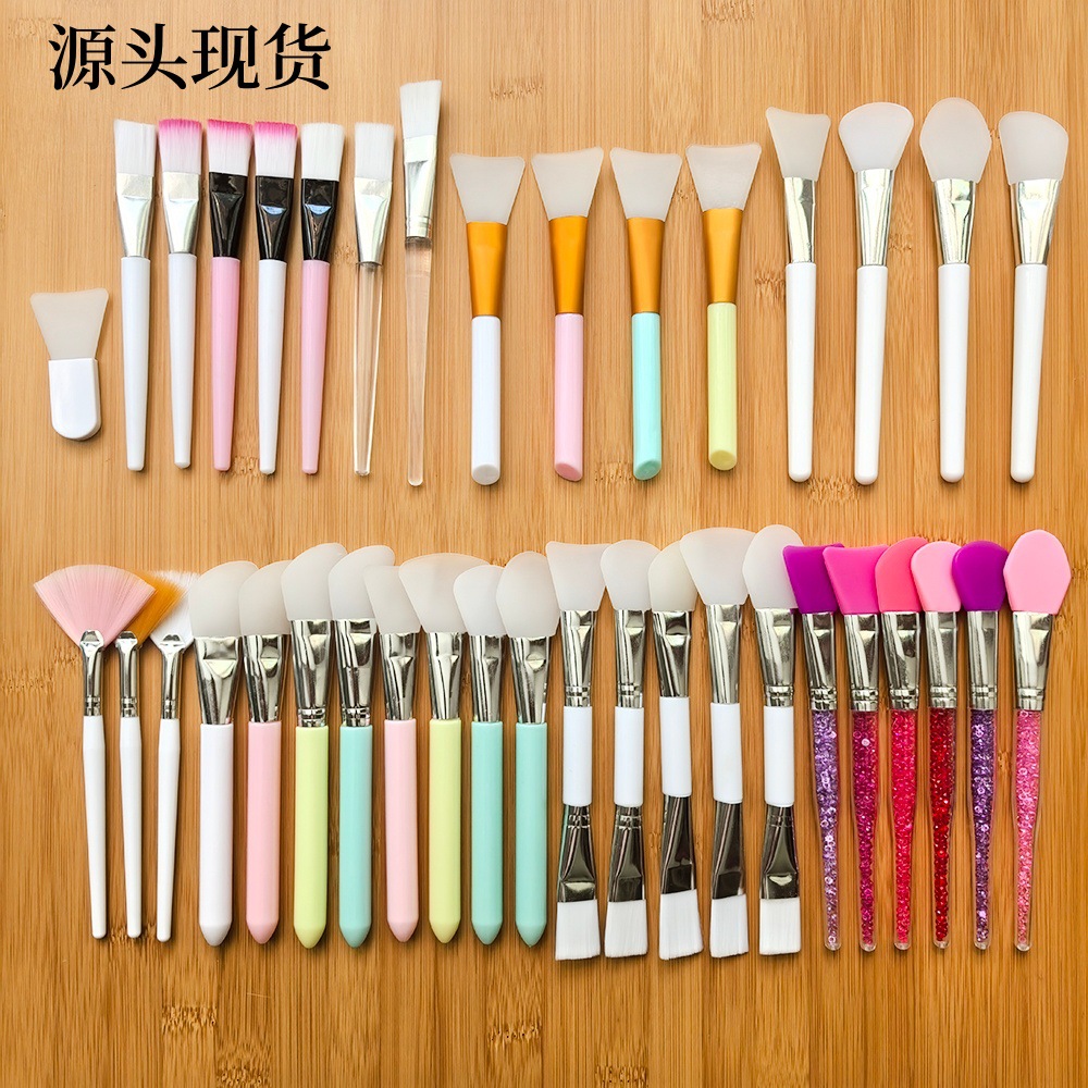 白杆粉杆軟毛面膜刷子矽膠面膜刷化妝刷美容刷子調膜刷面膜塗抹器
