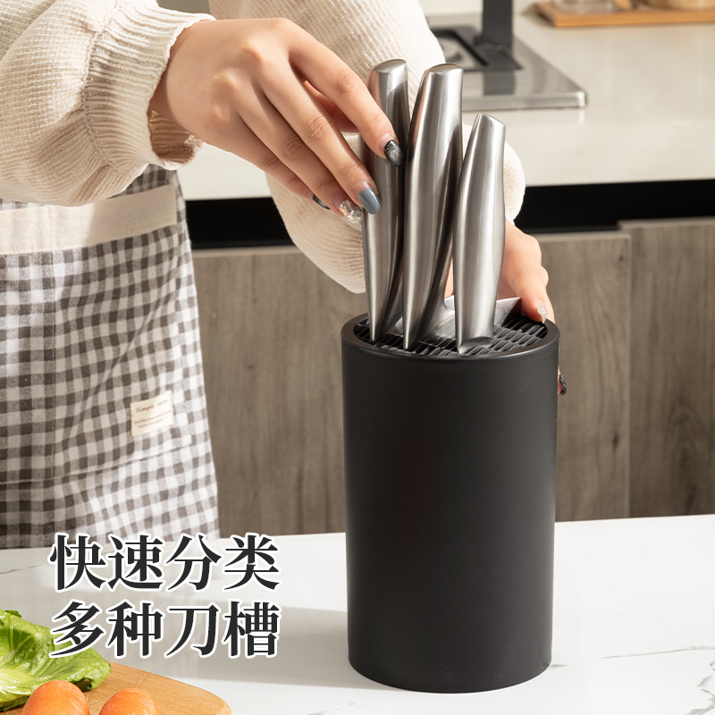 刀具收納架廚房用品插刀架多功能塑料家用刀盒黑色高級西式刀筒 3