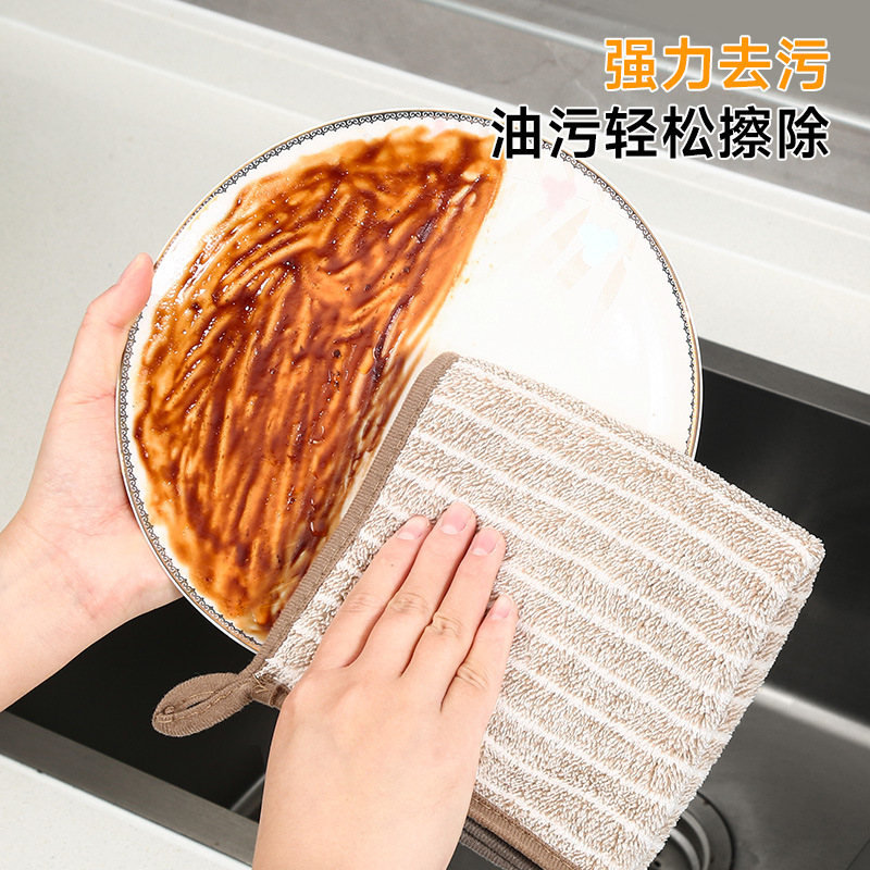 抹布洗碗布不掉毛百潔布易清洗吸水家用廚房小方巾帶掛繩清潔吸水 3