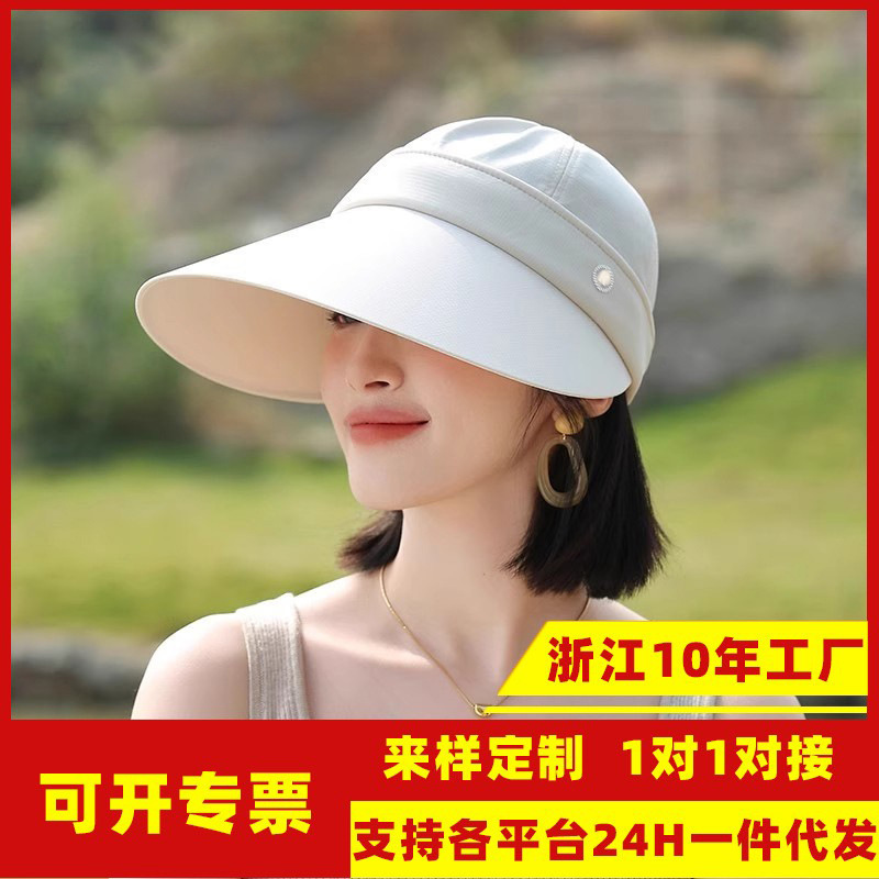 防曬帽女夏季戶外騎車大簷遮臉太陽帽子可摺疊冰絲透氣空頂漁夫