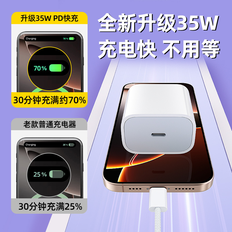 PD35W快充套裝 適用蘋果充電器原廠手機充電頭3C認證蘋果16快充頭 3
