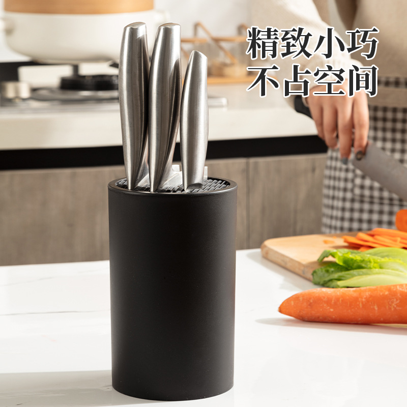 刀具收納架廚房用品插刀架多功能塑料家用刀盒黑色高級西式刀筒