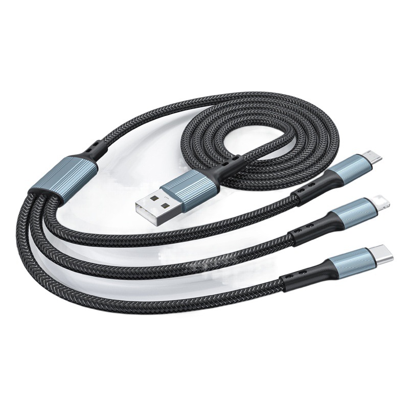手機數據線三合一超級快充usb充電線適用蘋果華為一拖三數據線 6