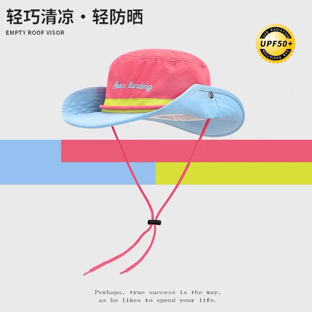 帽子女網紅爬山拼色漁夫帽拼布夏戶外西部多巴胺潮外貿跨境 2