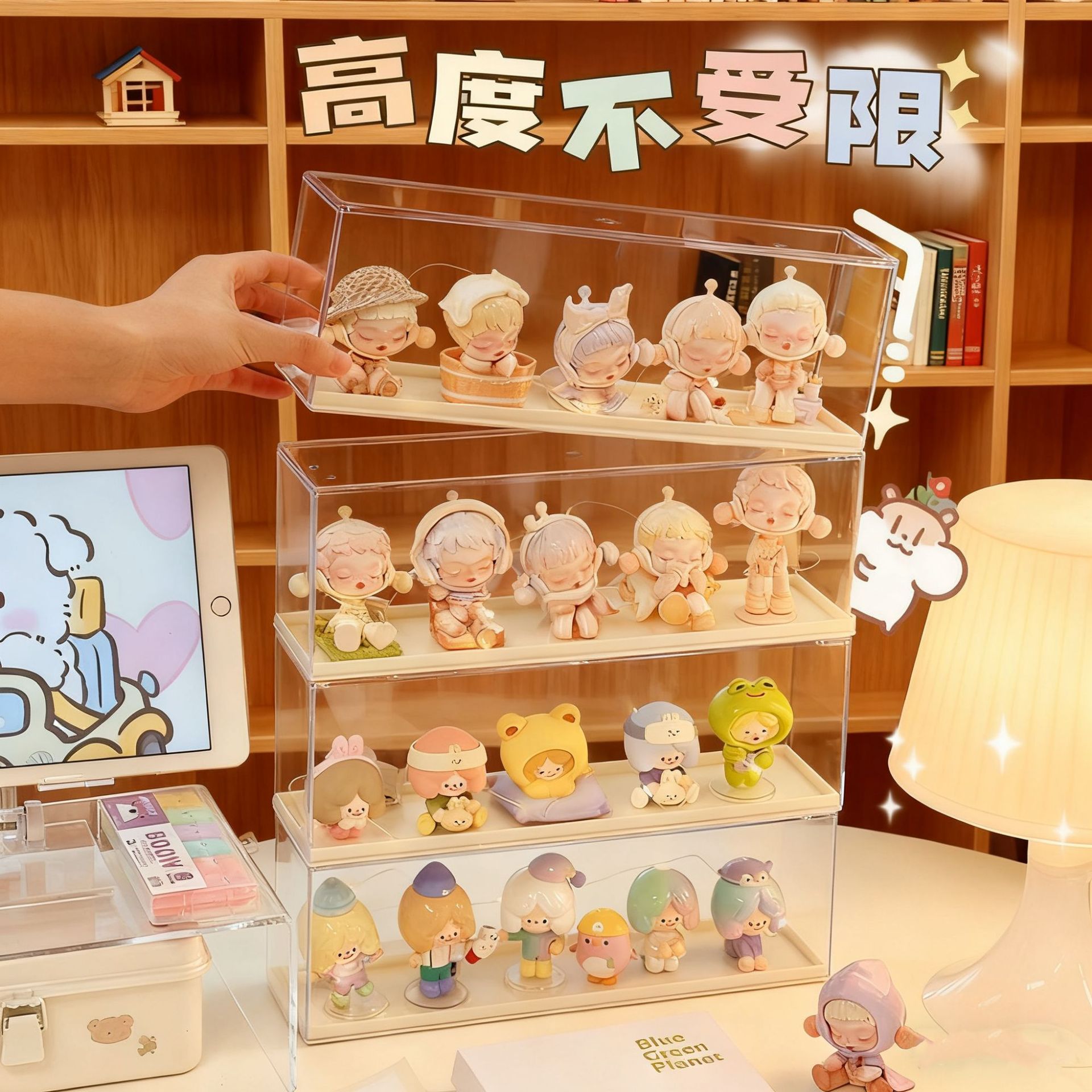 收納盒手辦展示架展示盒亞克力展示架客廳收納家用透明防塵收納盒 2