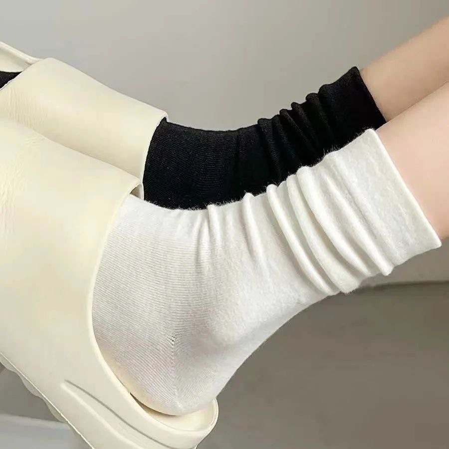 諸暨襪子月子襪白色堆堆襪日系韓版ins潮純棉春秋無骨襪女士中筒 2