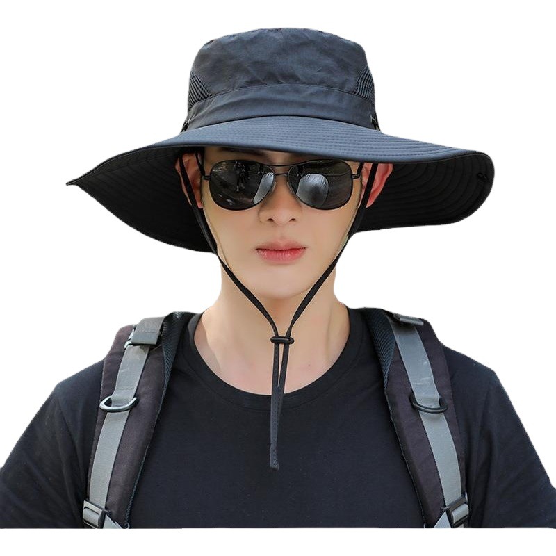 釣魚帽防曬帽子男士夏季遮陽漁夫帽大帽簷登山太陽帽防紫外線批發 6