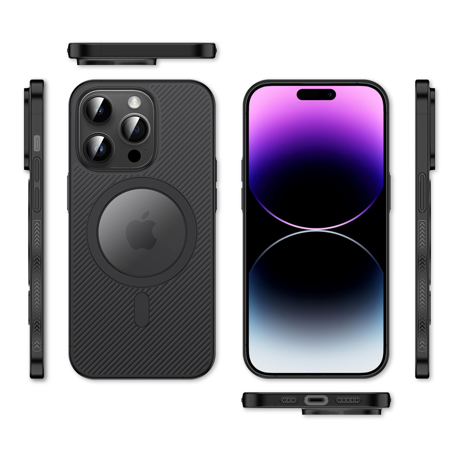 適用iphone1314151617promax波浪紋斜紋條紋pp磁吸手機殼 4