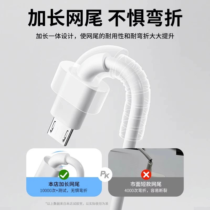 6A安卓快充數據線適用V8梯形插口手機MicroUSB充電線手機數據線 2