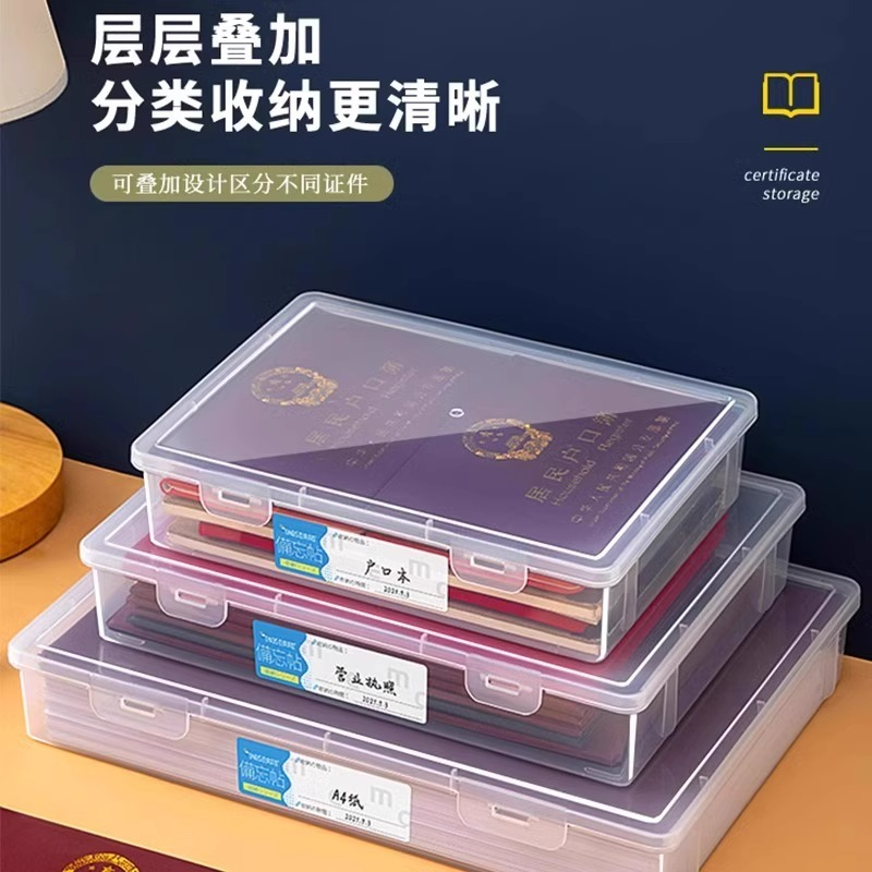 家用證件收納盒包A4透明檔案盒放文件箱整理袋出生證護照房產戶口 3