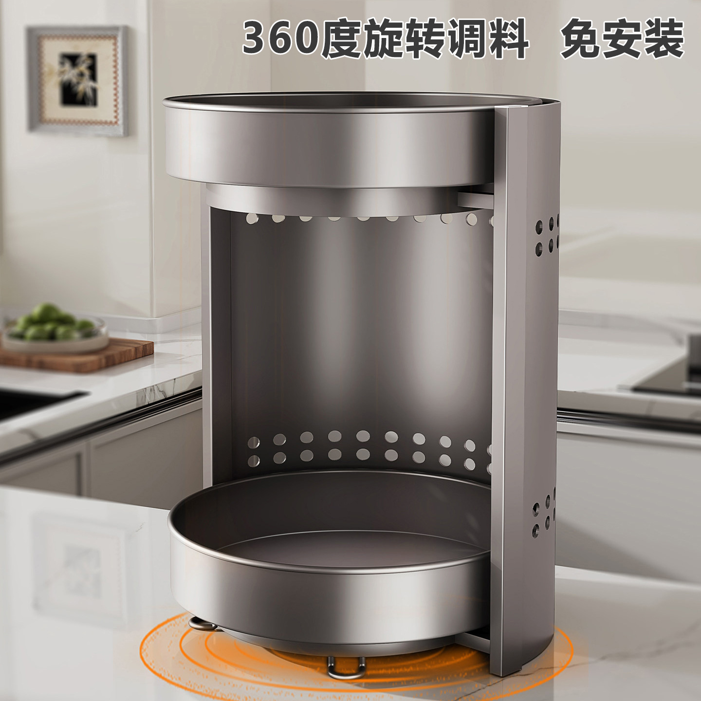 旋轉調料置物架廚房用品角落調味品架子家用新款檯面轉角收納架盒 2