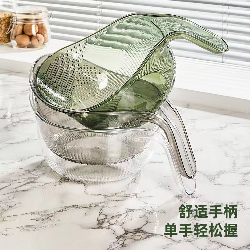 跨境款淘米神器洗米篩淘簡約廚房用品水果瀝水籃多功能洗菜淘米籃 2
