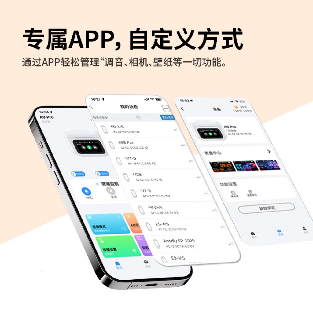 新款無線入耳式藍牙耳機a9pro彩屏降噪超長續航華強北運動耳機 3