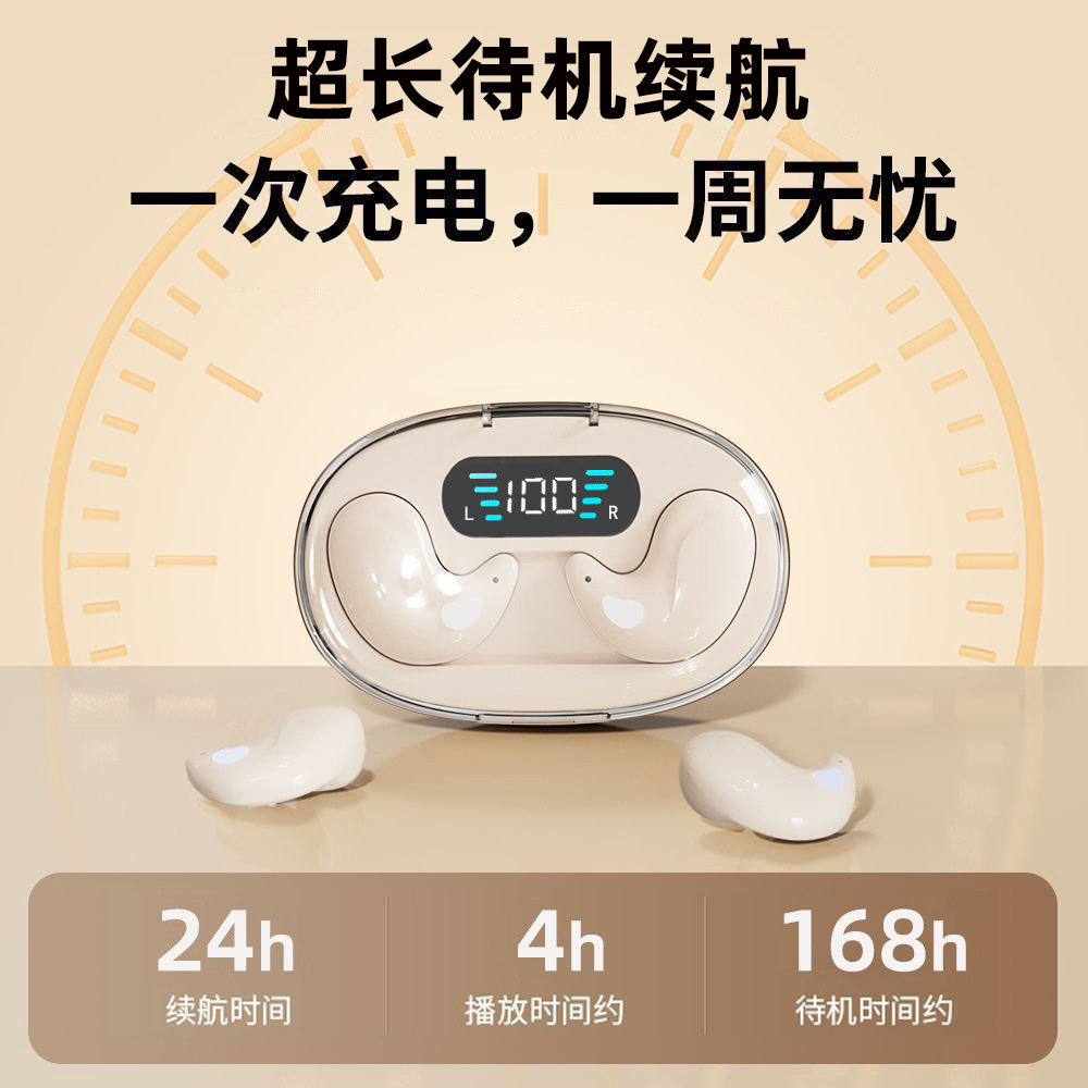 藍牙耳機無線貼耳式骨傳導迷你睡眠數顯外貿跨境遊戲通用 3