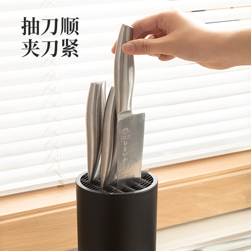 刀具收納架廚房用品插刀架多功能塑料家用刀盒黑色高級西式刀筒 2