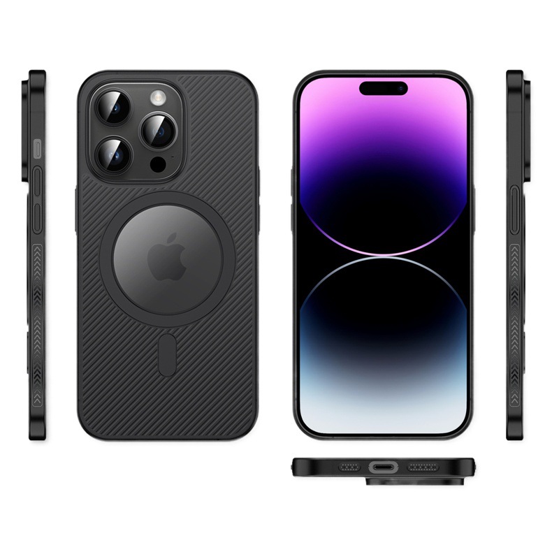 適用iphone1314151617promax波浪紋斜紋條紋pp磁吸手機殼 6
