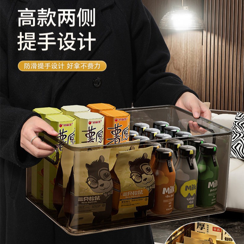 桌面輕奢亞克力收納盒桌面透明護膚品化妝品收納筐零食雜物整理盒 2