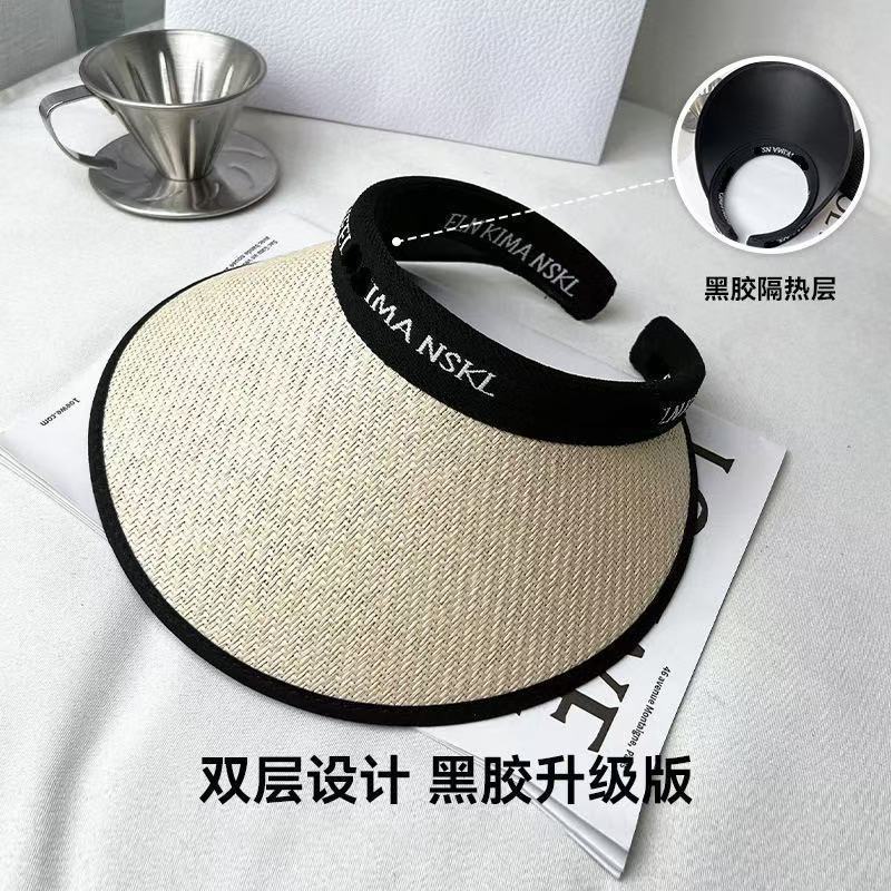 空頂uv防曬帽女夏季防紫外線大帽簷沙灘遮陽草帽騎車遮臉太陽帽子 3