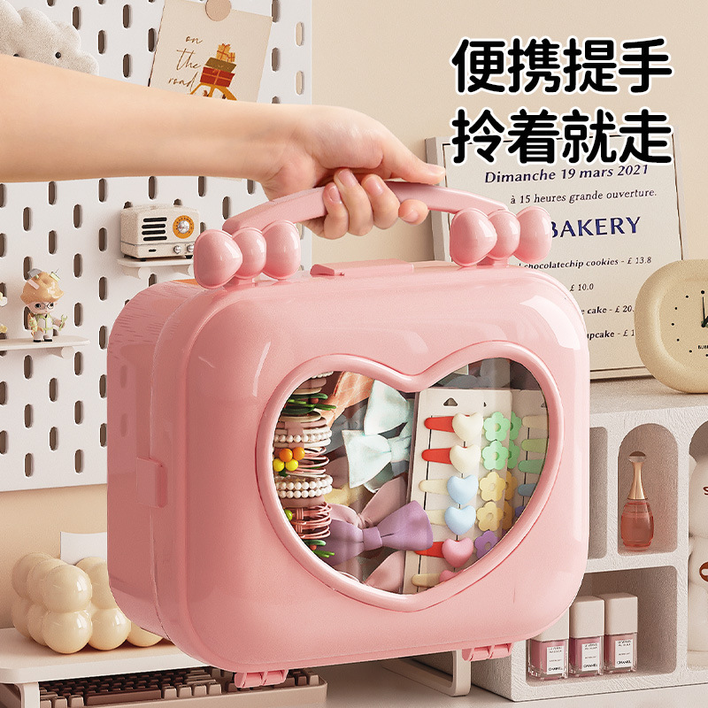 兒童髮飾頭飾橡皮筋手提大容量收納盒2024新款女生咕卡手賬收納箱 1