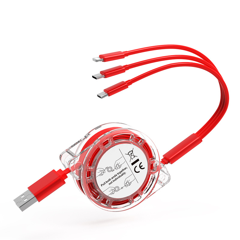 伸縮三合一數據線快充三頭一拖三手機快充充電線活動禮品廣告制定 5