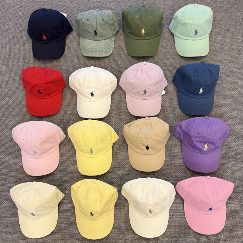 外貿rl拉夫帽子棒球帽男女同款鴨舌帽polo運動小馬標刺繡情侶棒球 1