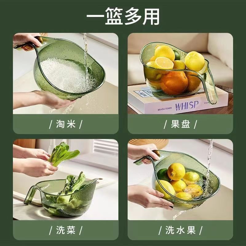 跨境款淘米神器洗米篩淘簡約廚房用品水果瀝水籃多功能洗菜淘米籃 3