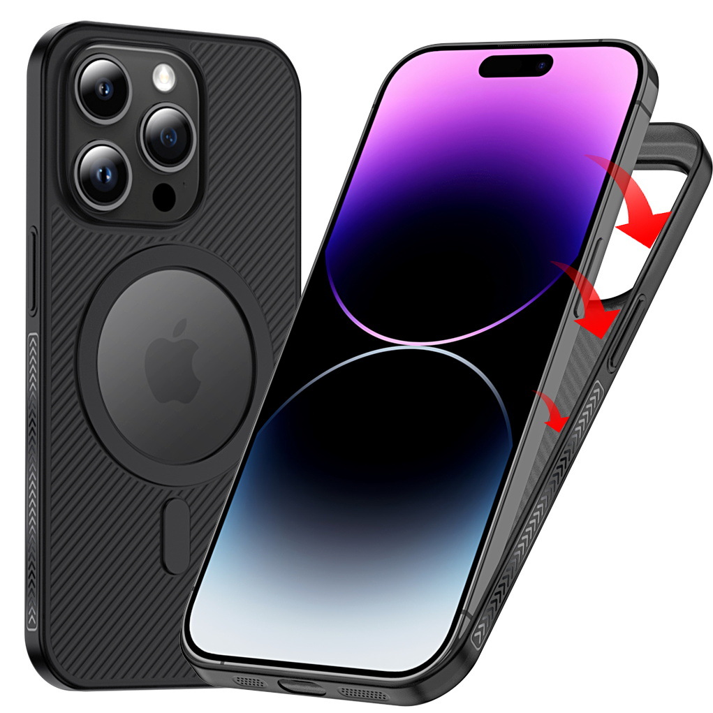適用iphone1314151617promax波浪紋斜紋條紋pp磁吸手機殼 5