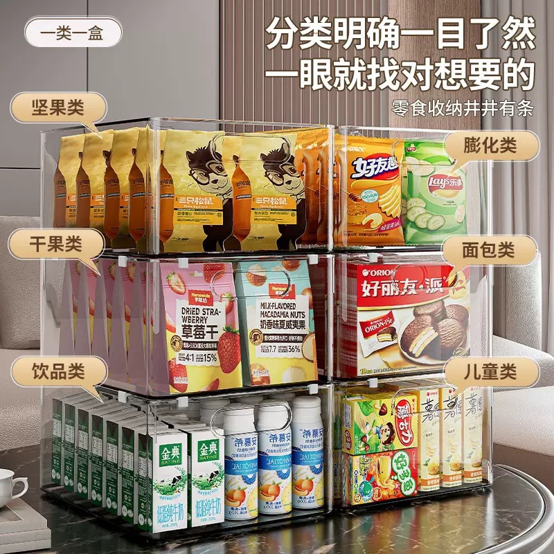 櫥櫃收納筐桌面零食雜物整理儲物盒塑料長方形透明亞克力置物盒子 3