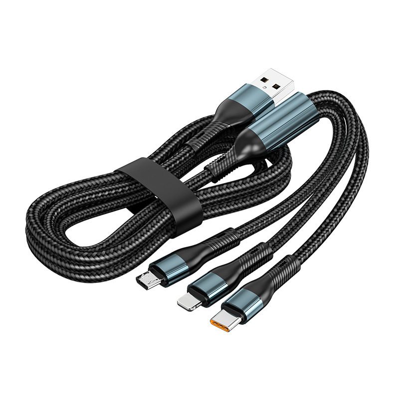 120w充電器線編織數據線三合一tpyec超級快充車載一拖三華為通用 5