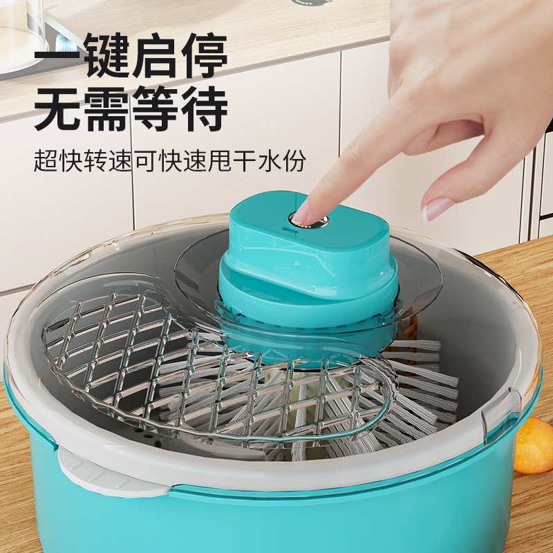 廚房用品洗菜盆沙拉蔬菜脫水器家用神器瀝水甩幹機水果手動甩菜盆 3
