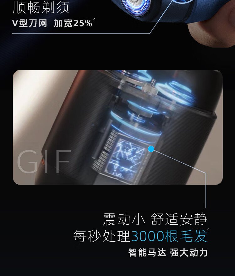 飛利浦便攜式電動剃須刀｜30組不鏽鋼刀片・每分鐘300萬次精準切割・亞洲男士專研設計 detail 11