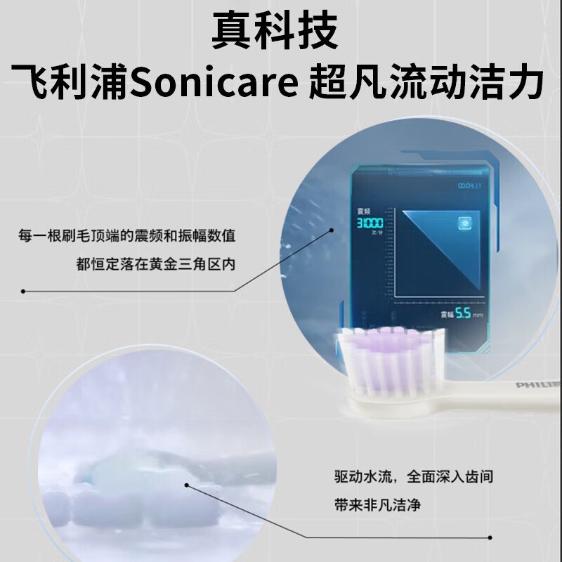 飛利浦 Sonicare 電動牙刷 HX2491/01｜30,000次/分鐘聲波震動｜智能壓力感應｜多模式護齒系統（含便攜充電旅行盒） 3